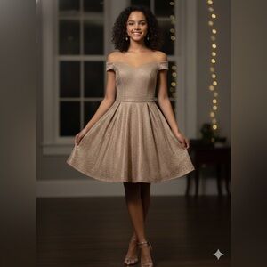 elegant gold dress with glitter